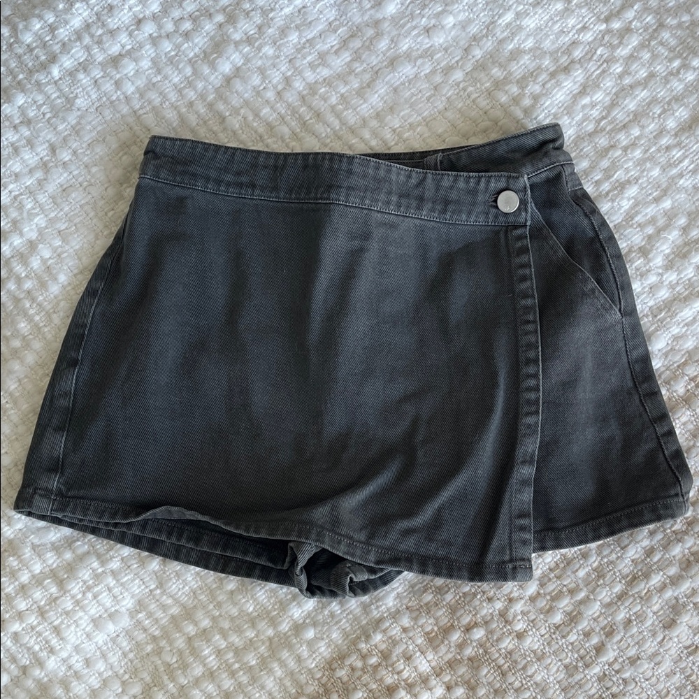 Vici Black Denim Skort with Snap Front